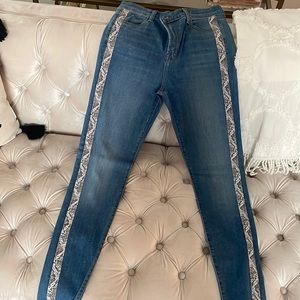 J Brand Jeans with snakeskin Stripe down legs